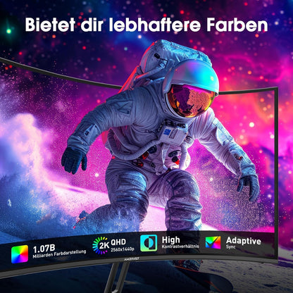 Amzfast AMZG27C1Q Pro Curved Gaming Monitor 27 Zoll QHD
