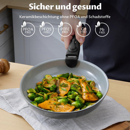 BEZIA Induktions Topfset 17-tlg – Keramik, abnehmbare Griffe