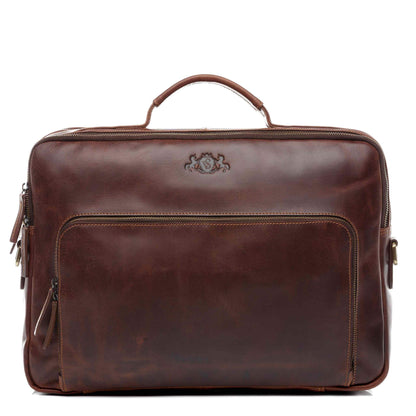 SID & VAIN Simon XL Laptoptasche 15.4 Zoll braun Echtleder