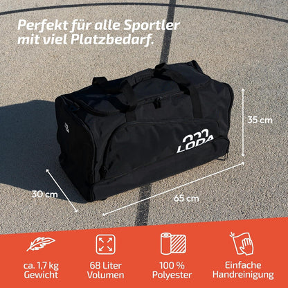 LODA Team Sporttasche 68L mit Schuhfach, Nassfach & Rucksackfunktion
