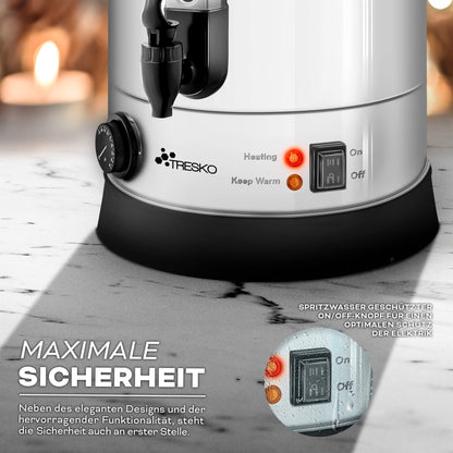 TRESKO Glühweinkocher Einkochautomat - 10L Edelstahl 1500W