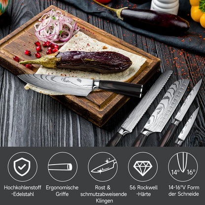 Gustrug Messerset 5-tlg. Profi Küchenmesser Set – Edelstahl