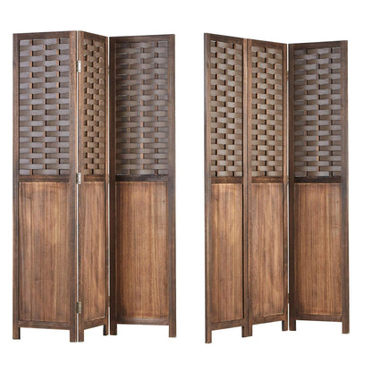 Homestyle4u 2000 Paravent Raumteiler Holz braun 3-teilig