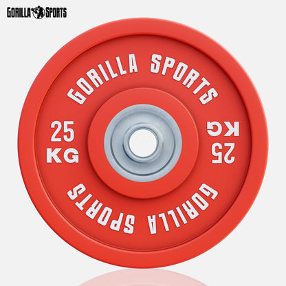 GORILLA SPORTS Bumper Plate 50mm gummiert Hantelscheibe einzeln
