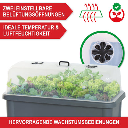 Onbest Hochbeet Frühbeet mit Abdeckhaube und Wasseranzeige, Grau