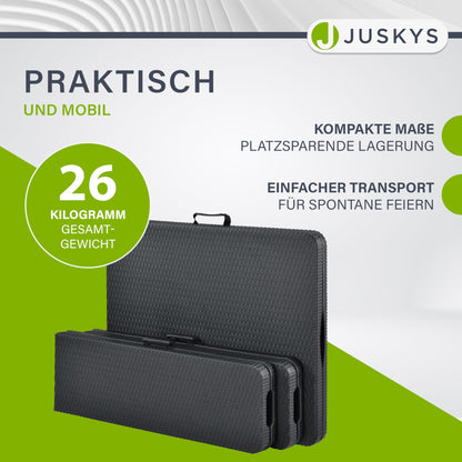 Juskys Bierzeltgarnitur Amberg Set 3-teilig klappbar Rattan-Optik