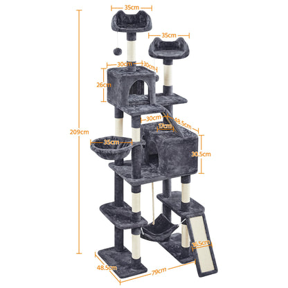 Yaheetech Katzenkratzbaum 206cm XXL deckenhoch - Dunkelgrau