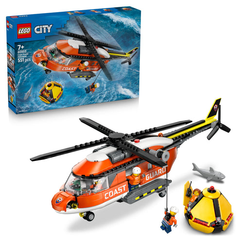 LEGO City Hubschrauber der Küstenwache 60503, roter Spielzeughubschrauber mit Rotoren und Minifiguren