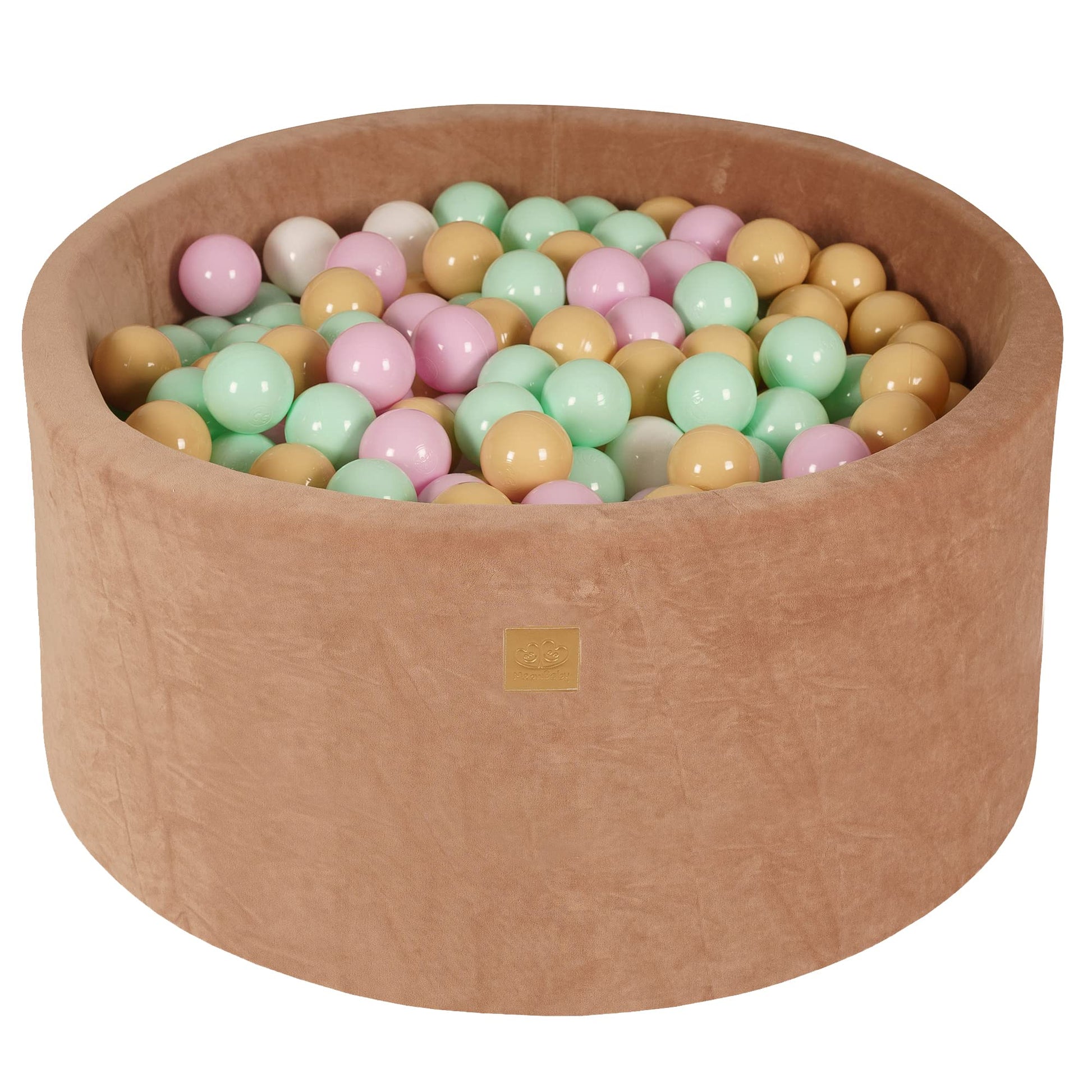 MEOWBABY Bällebad weiches Samt Kinder - 90x40cm beige: Rundes, beiges Samt-Bällebad, 90x40cm. Ermöglicht sicheres Bällespiele für Kinder.