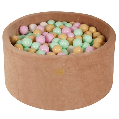 MEOWBABY Bällebad weiches Samt Kinder - 90x40cm beige: Rundes, beiges Samt-Bällebad, 90x40cm. Ermöglicht sicheres Bällespiele für Kinder.