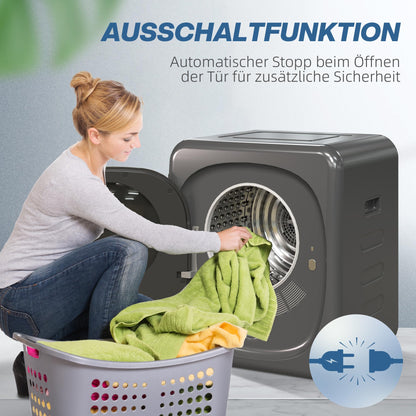 HOMCOM Mini Wäschetrockner Ablufttrockner 4 kg – Grau für Kleidung