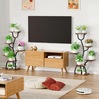 BACEKOLL Pflanzenständer mit Wachstumslicht – 6 Ebenen Schwarz 2er-Set