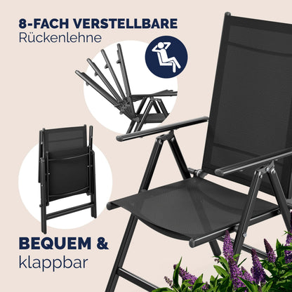 Casaria Gartenstühle Bern 2er Set, klappbarer Hochlehner aus Aluminium