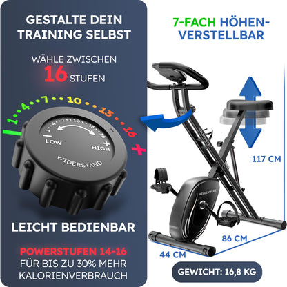 HELDENWERK Heimtrainer klappbar FlexiFoam Ergometer 150kg