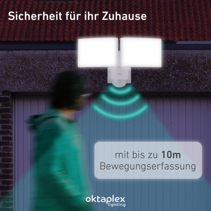 Oktaplex Cali Dos LED Aussenstrahler – Bewegungsmelder 40W weiss