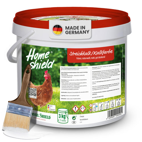 Home Shield Kalkfarbe Hühnerstall, Streichkalk Pulver, 3 kg, weiss – weisses Kalkpulver im Eimer