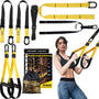 PEMEME Schlingentrainer Set für Ganzkörpertraining mit Türanker, Gelb – gelbe Trainingsgurte aus Nylon mit Griffen