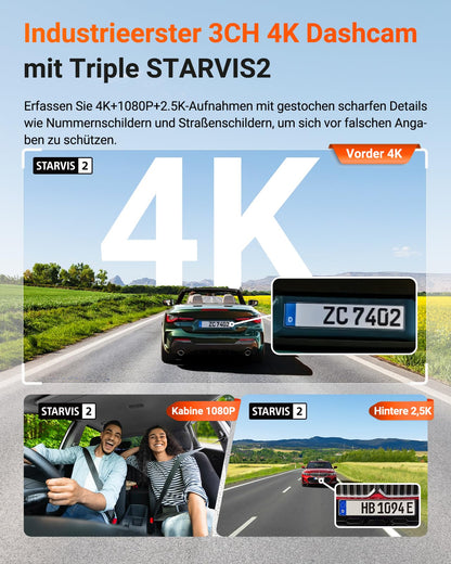 VANTRUE N4 Pro S 4K 3 Kanal Dashcam STARVIS 2 Parküberwachung