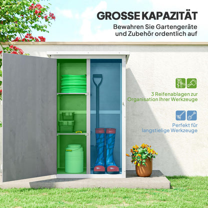 Outsunny Gartenschrank aus Tannenholz, wetterfest, 75x56x115 cm, Grau