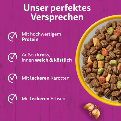 WHISKAS Senior Katzentrockenfutter mit Huhn, 4 x 1,9 kg
