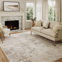 HUGEAR Waschbarer Teppich 180 x 270 cm, Kurzflor, Beige Grau mit abstraktem Muster und rutschfester Unterseite