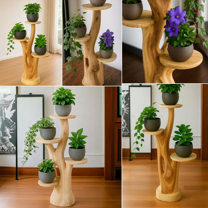 My-goodbuy24 Blumentreppe Massivholz Suar 4 Ablagen