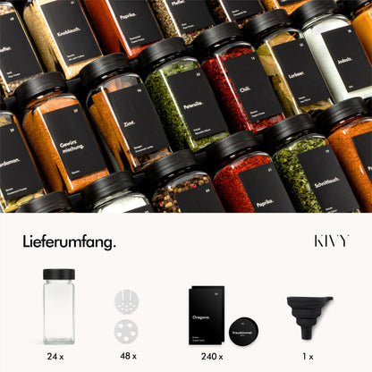 KIVY Gewürzgläser mit Streueinsatz, 24er Set, 120 ml, luftdicht
