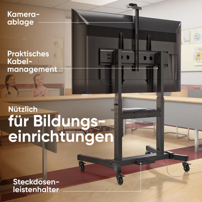 ONKRON TS1991-B TV Ständer rollbar für 50-100 Zoll – Schwarz