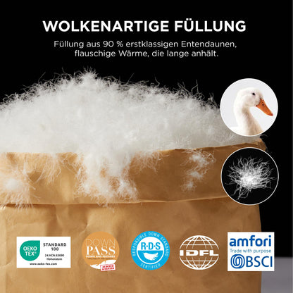 BEDSURE Daunendecke 155x220 Winterdecke 90% Daunen - Weiss