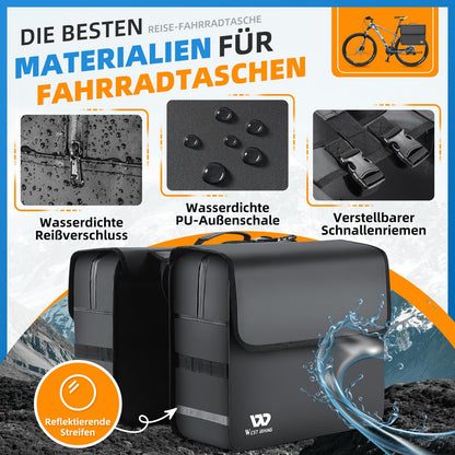 XIQI Gepäckträgertasche Doppeltasche 36L wasserdicht Grau