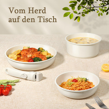 GiPP Pfannenset 15-tlg. mit Abnehmbarem Griff, Keramik-Antihaft