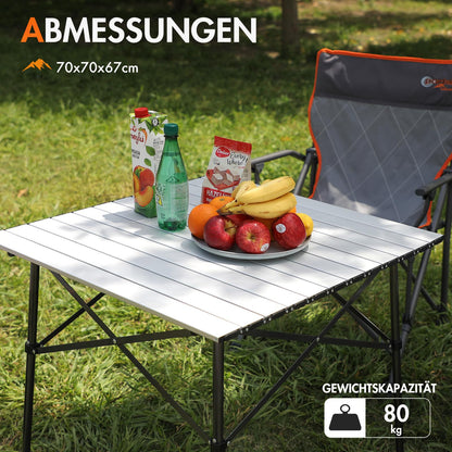 Portal Campingtisch klappbar mit Aluminium-Tischplatte, 70 x 70 cm