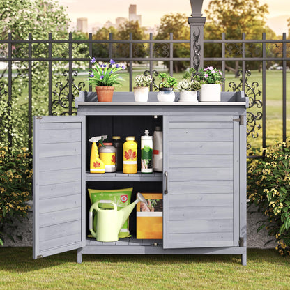 Bealife Pflanztisch mit Unterschrank Gartenschrank - Grau