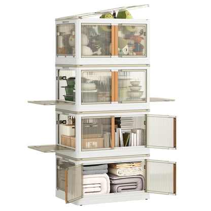 NETEL Faltbare Stapelbox mit Rollen – 4er-Set 100L Transparent