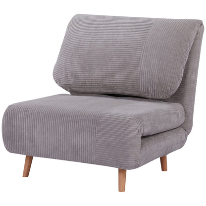HOMCOM 2-in-1 Schlafsofa Gästebett - Cord-Optik Hellgrau. Helles graues Sofa in Cord-Optik, das sich in ein Gästebett verwandeln lässt.