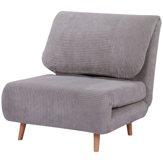 HOMCOM 2-in-1 Schlafsofa Gästebett - Cord-Optik Hellgrau. Helles graues Sofa in Cord-Optik, das sich in ein Gästebett verwandeln lässt.