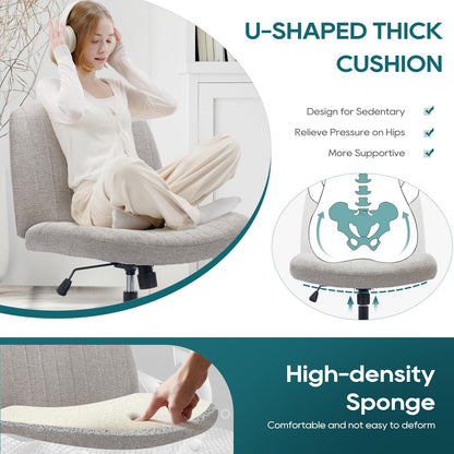 COLAMY Breiter Bürostuhl Armlos Hellgrau - Ergonomisch