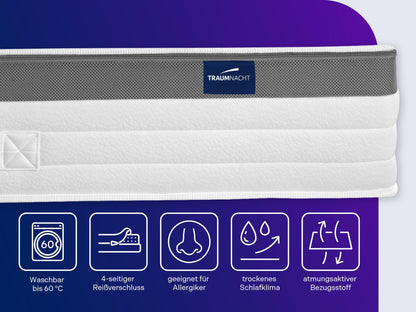 Traumnacht Exklusiv 7-Zonen 1000 TFK Matratze H4 100x200 cm