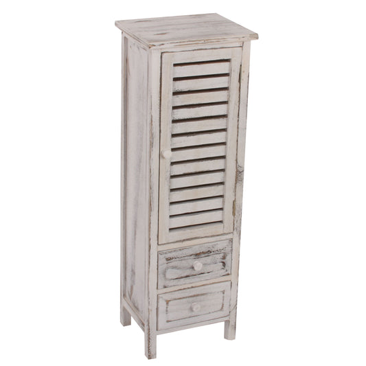 Mendler Kommode Schrank Shabby-Look Weiss 90x30x25cm: Rechteckige weiße Kommode im Shabby-Look, ca. 90x30x25cm. Dient zur Aufbewahrung von Gegenständen.