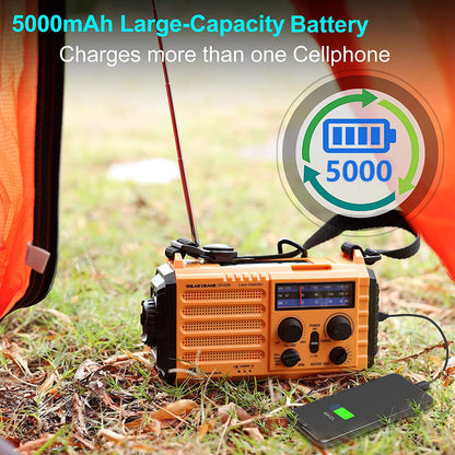 Mesqool Notfallradio 1009-Y, Solar-Kurbelradio AM/FM/SW mit Powerbank