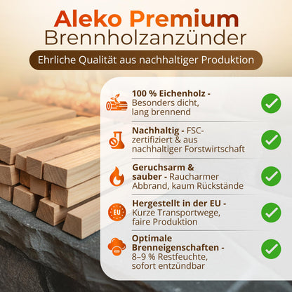 Aleko Parkett Anzündholz Eichenholz 11,5 kg – Kamin- & Grillanzünder