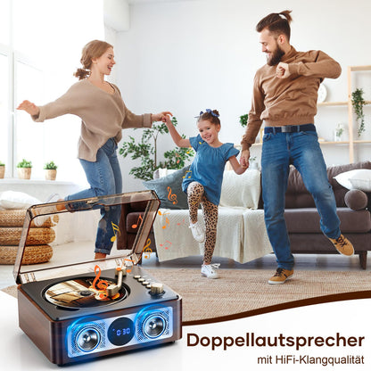 Lehwey Retro CD-Player mit Bluetooth, UKW-Radio und Lautsprecher