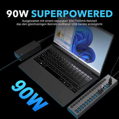 SABRENT 16-Port USB 3.2 Hub aktiv mit 90W Netzteil (HB-PU16)