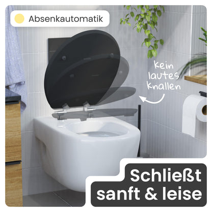 instmaier Gaia WC Sitz MDF Schwarz - Oval, Absenkautomatik