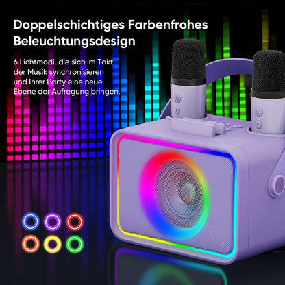Wowstar Karaoke Maschine mit 2 Mikrofonen, Bluetooth Lautsprecher
