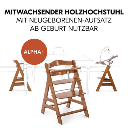 hauck Alpha+ Newborn Set Deluxe Baby Holz Hochstuhl - Walnut
