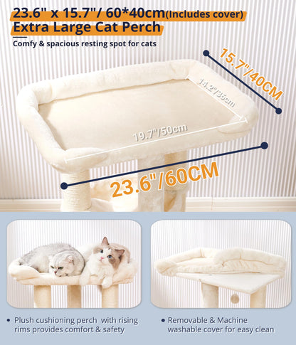 Happi N Pets Kratzbaum 71 cm, Sisal-Kratzstamm mit Hängematte, beige