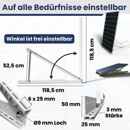 Drei Eichen Balkonkraftwerk Halterung 4x Set – 118cm Alu Profil