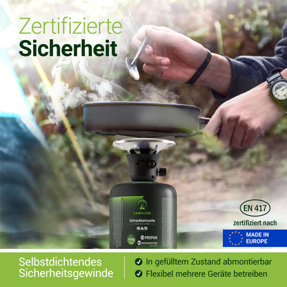CAMPLORA 12x 450g Schraubkartuschen Propan Butan Weber Q100/1000
