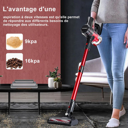 monmecd Akku-Staubsauger C702 4-in-1 kabellos mit LED-Düse, rot